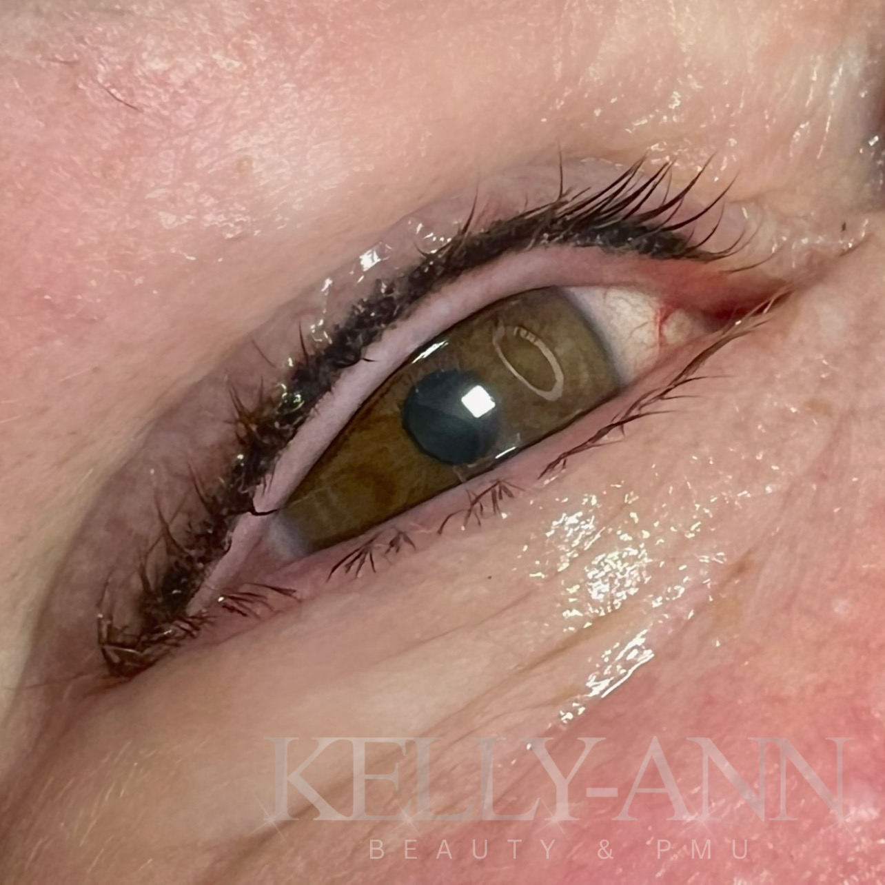 Fresh lash line permanent eyeliner on a brown eye